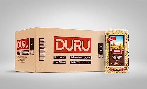 Duru Extra Coarse Bulgur, 1 Kg x 10 Pieces, Wheat Berries, 100% Natural and Certificated, High Fiber and Protein, Non-GMO