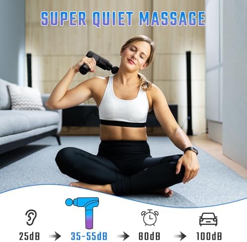 cotsoco Massage Gun Deep Tissue, Muscle Massage Gun with 9 Attachment Heads 20 Speeds & Silent Brushless Motor for Pain Relief, Handheld Percussion Back Massager Gun, Fathers Day Dad Gifts(Black)