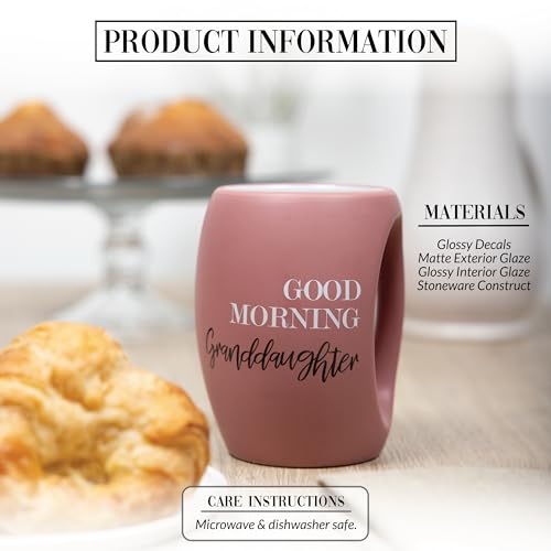 Pavilion Gift Company - Good Morning Granddaughter - 16 oz Pink Coffee Mug Tea Cup Gift From Grandma Grandpa Grandparents Birthday Long Distance Present