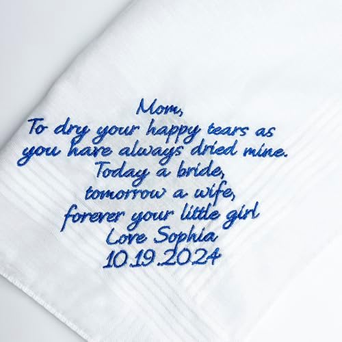 Custom Embroidered Handkerchief with Your Own Words,Personalized Wedding Hankie Gift,Unique Bridal Gift for Happy Tears