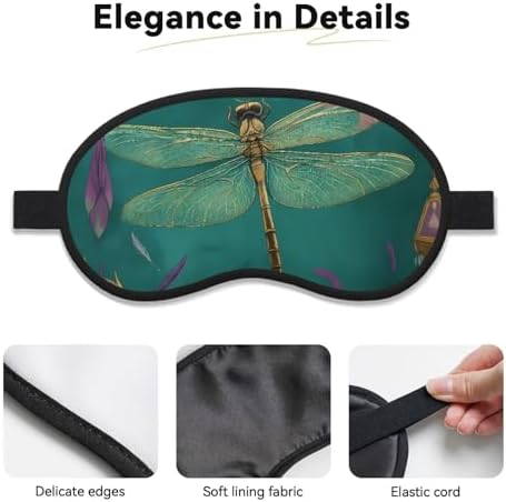 Inspirational Dragonfly and Flowers Sleep Mask Eye Mask Sleep Shade Cover Blocks Light for Women Men Travel Nap