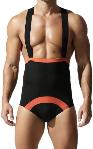 Men Athletic Supporters Bodysuit Slim Fit Sports Wrestling Singlets Active Leotard Jumpsuits Underwear Briefs