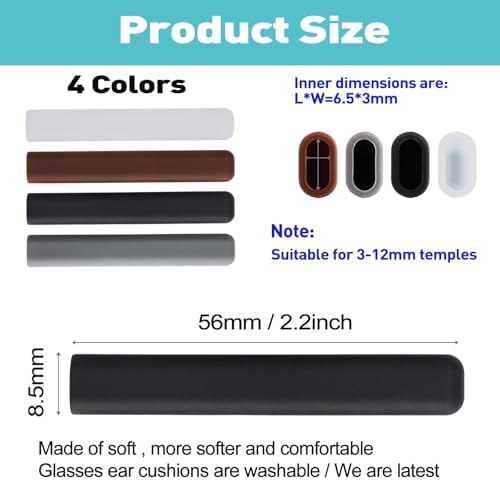 Anti-Slip Glasses Ear Cushion, Silicone Eyeglasses Temple Tips Sleece, Soft Glasses Grip, Comfort Eyeglass Cushions, Eyeglass Grips for Men, Women, Glass Accessories (3 White Pairs)