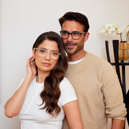 OPULIZE LEO Reading Glasses for Women Men, Large Rectangular Frame with Spring Hinges, Black Brown Blue Purple Grey Clear +1.50 (Pack of 6)