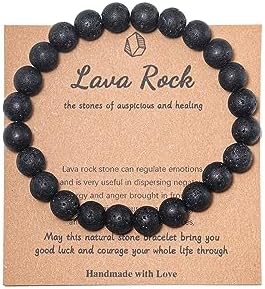 Pingyongchang Stress Relief Anxiety Yoga Bracelet,Mantra Bracelets for Women Natural Crystal Stone Healing Gifts Birthday Gifts for Jade Bracelet for Men