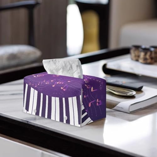 Jeiento Music Note Tissue Box Cover Christmas Tissue Holder Decorative Rectangle Facial Napkin Dispenser for Bathroom Bedroom Office,Purple