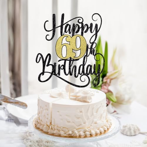 happy 69th birthday cake topper, 69 birthday party cake decorations