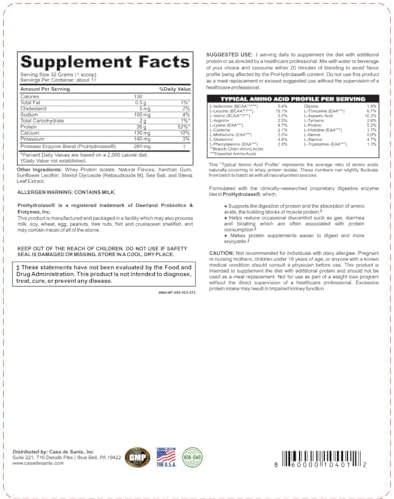 Casa de Sante Advanced Whey Protein Vanilla - GLP-1 Support | Low FODMAP Gut Friendly 25g Protein with ProHydrolase Enzymes Whey Isolate Powder | MD PhD Formulated -13 oz