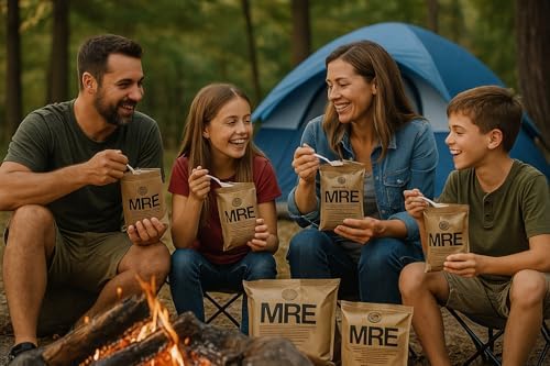 Meals Ready to Eat MRE 4 Pack Variety | Shelf-Stable Emergency Food Supply | Long-Term Survival Rations for Camping, Hiking & Disaster Preparedness