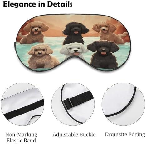 Poodles Dogs Sleep Mask for Women Men Soft Breathable Sleep Eye Mask Soft Eye Cover Light Blocking Sleeping Masks Adjustable Blindfold for Travel Home Office Naps & Gifts