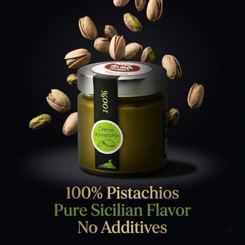 Alma Gourmet 100% Pistachio Butter – Pure Pistachio Paste, Unsweetened Pistachio Cream Spread, Single Ingredient Nut Butter, Perfect for Baking, Ice Cream & Dubai Chocolate Recipes, Imported from Sicily Italy, 6.7 oz (190g)