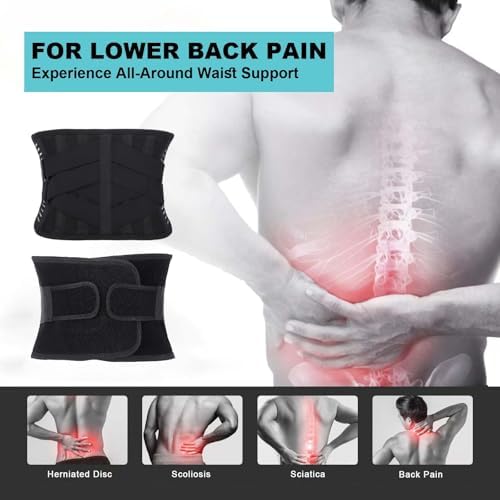 Back Brace for Lower Back Pain Relief, Anti-skid Lumbar Support Belt With Mesh for Women Men, Adjustable Lumbar Support Brace for Sciatica, Scoliosis, Body Shape Waist Trainer for Heavy Lifting, Gym, Workouts (L)