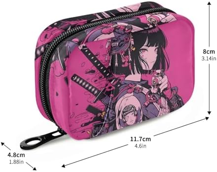 Pill Organizer Case Anime Japanese Samurai Print for Travel, Portable Pill Box 7 Days Capacity