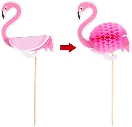 90 Pieces Hawaiian Luau 3D Flamingo Cupcake Toppers Pineapple Cupcake Picks Coconut Tree Toothpicks Hawaii Luau Tropical Cake Decorations for Summer Beach Birthday Party Favors Supplies