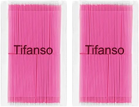 tifanso 400PCS Micro Cotton Swabs, Disposable Eyelash Microswabs for Eyelash Extensions, Lash Brush Applicators Pink(Head Diameter: 2.0mm)