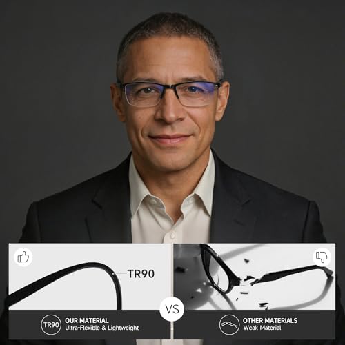 3 Pack Reading Glasses for Men, Spring Hinge Rectangular Readers for Men with Blue Light Blocking