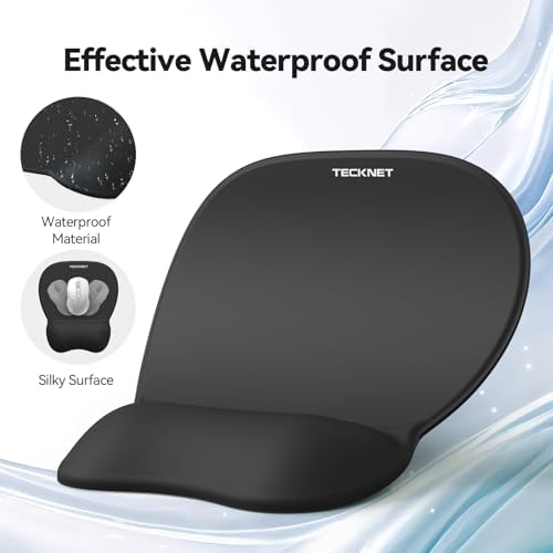 TECKNET Gel Mouse Pad with Wrist Rest, 3 in 1 Keyboard Wrist Rest for Pain Relief, Non-Slip PU Base & Easy Typing, Ergonomic Mousepad Set for Office & Home(Black)