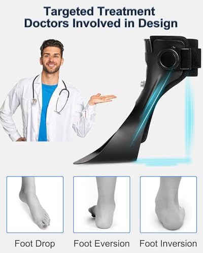 AFO Drop Foot Brace for Walking - Upgraded Inflatable Version, More Comfortable & Efficient, Adjustable Foot Drop Orthotic Brace, Achilles Tendonitis, Plantar Fasciitis, Stroke, TBI, ALS, MS, Bone Fracture, AFO (Large, Left)