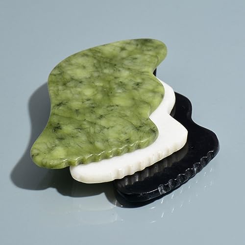 KOMBIUDA 1pc Jade Stone Scraping Massage Board for Men and Women Natural Gua Tool for Muscle Relief Facial Circulation and Relaxation and Easy to Carry for Daily Use