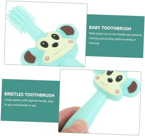Beaupretty Training Toothbrush and Teething for Years Soft Silicone Full Bristle Brush with Chewing Pad Safe Gum Relief and Easy Grip Design Green