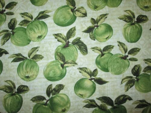 Apples Realistic Green Fruit Cream TAN Cotton Fabric Fat Quarter Fabric