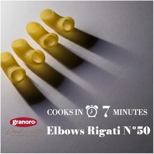 Granoro Dedicato Elbows Rigati #50 - Authentic Italian Pasta, Made from 100% Puglia Durum Wheat Semolina, Non-GMO, Vegan, 1 lb Bags (Pack of 2)