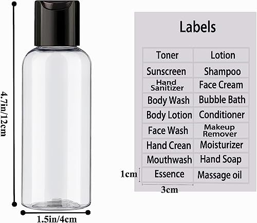 DNSEN 5 Pack 3.4 oz Travel Bottles for Toiletries TSA Approved Leakproof Plastic Empty Travel Size Bottles Containers with Labels