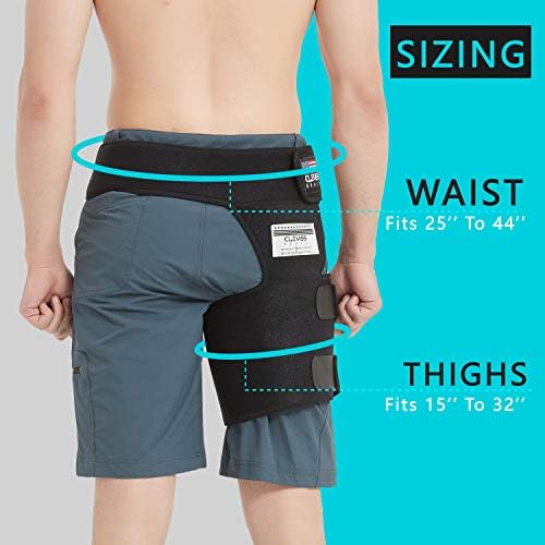 Hip Brace - Comfortable Groin Support Wrap for Sciatica Pain Relief, Compression Neoprene Thigh Sleeve Hamstring for Pulled Quadriceps Muscle - Flexor Strain - Bursitis and Arthritis(Black Left Leg)