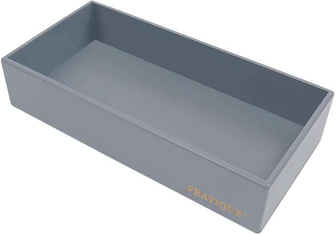 Bamboo Drawer Organizer - Kitchen Utensil Organizer Silverware Tray Cutlery Holderï¼Office Desk Supplies and Accessories,12 * 5.9 * 2.6,Grey