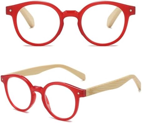 Wood Reading Glasses Round Wood Look Readers Men Women Bamboo Temples Retro Oval Eyeglasses for Reading