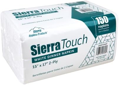 3000 Count White Dinner Napkins, 2-Ply Disposable Paper Napkins, 15” x 17”, Bulk Commercial Restaurant Napkins, 1/8 Fold, Soft & Absorbent, Made in USA, 20 Packs of 150 – Sierra Touch