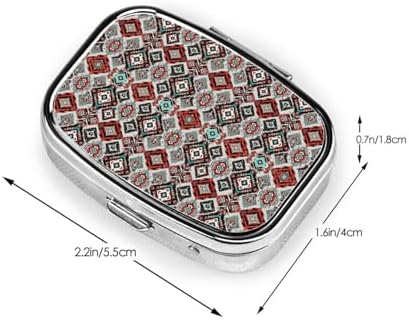Outdoor Pill Box Rugged Medicine Case Waterproof Supplement Organizer Backpacking Gear, Geometric Indiana Western Southwest Tribal Ethnic Aztec Red Turquoise