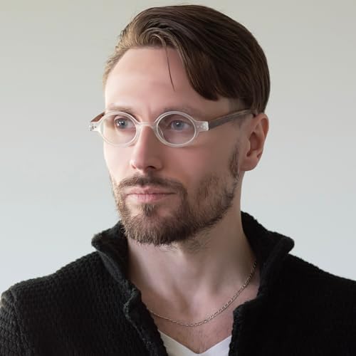 2SeeLife Small Round TR-90 Reading Glasses for Men & Women - Narrow-Medium Fit, Sturdy Frame, Spring Hinges, Retro Readers, Clear, +2.75