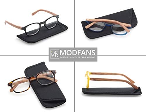 MODFANS 4 Pack Reading Glasses 2.75 Fashion Wood-Look Spring Hinges Stylish Readers Men Women