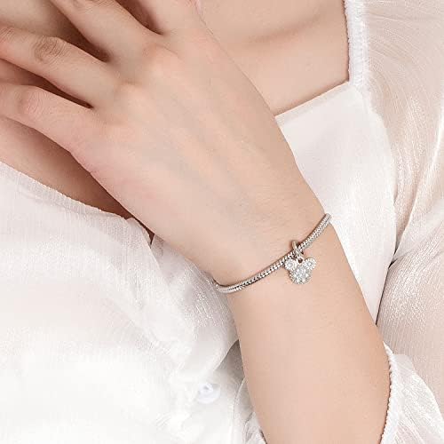 H&Beautimer Pure 925 Silver Bracelet Women's 3MM Snake Chain Little Bear Animals Pendant Bracelet Cute Jewelry 6.3-9'' Gift - Spring Buckle