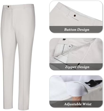 Beige Men's Linen Suit 2 Piece Slim Fit Summer Beach Wedding Dress Prom Party Suit Blazer Jacket and Pants