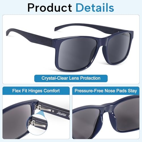 LADEESSE 3 Pack Reading Sunglasses For Men/Women - Fashion UV400 Sunglasses With Readers Built In Sun Outdoor Protection 1.75(No Bifocal)