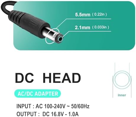 16.8V Massage Gun Charger Power 16.8V 0.8A 1A AC DC Power Supply for Massage Gun Power Supply Cord Cable