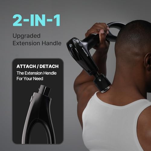 HuBDIC HubiCare Heat and Cool Massage Gun with Upgraded Extension Handle, Percussion Massage Gun Deep Tissue, Muscle Back Massagers Handheld, Portable for Pain Relief, LED Display