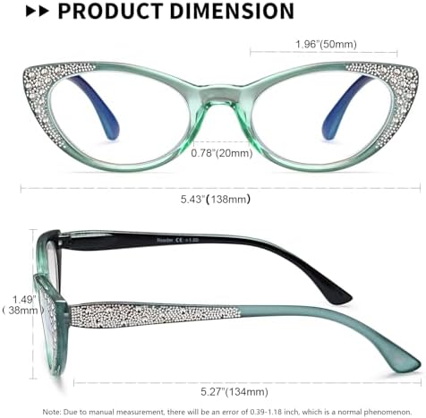 EYEURL Cat Eye Reading Glasses for Women 2.25 Blue Light Blocking 3 Pack Computer Readers with Comfortable Spring Hinge Lightweight Eyeglasses for Ladies.