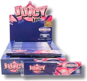Juicy Jay's 1 Box King Size Slim Rolling Papers - Bubblegum Flavored - 24 Packs / 1 Full Box