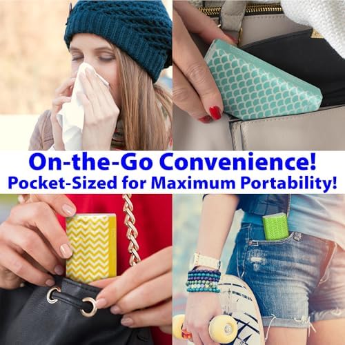 Travel Tissue Packs – 24 Compact 3-Ply Packs (216 Total), Soft Chlorine-Free Facial Tissues for Purse, Car, or School, Gentle & Durable, Non-Bleach, Stylish Geometric Design