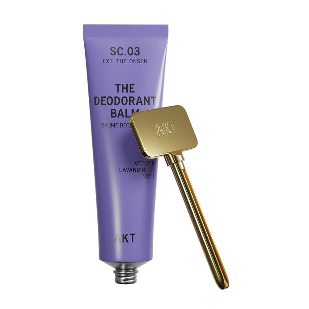 AKT, THE DEODORANT BALM. Award winning, multi-use, natural deodorant. Plastic Free. Gender Free. Aluminium Free. 100% effective â 1 tube lasts up to 3 months.SC.03 THE ONSEN. 50ml/1.76 FL.OZ