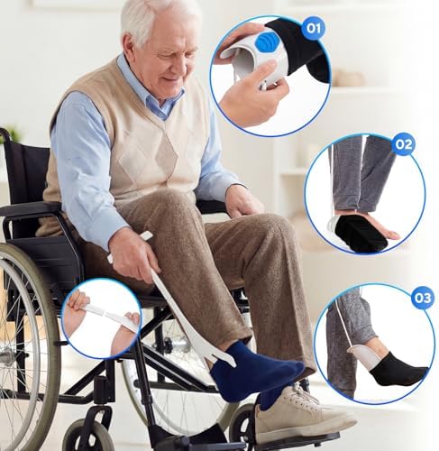 Sock Aid Kit for Seniors and Limited Mobility, Wide Assist Tool with Adjustable Cords, Non-Slip Plastic Shell, Makes Putting On and Taking Off Socks Easier