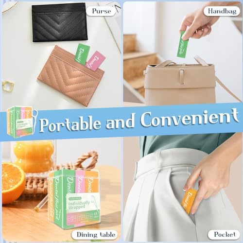 50 Count Individually Wrapped Dental Floss Picks, Toothpicks Floss Picks Travel, Disposable Floss with Case for Kids Adults, Gentle Portable Floss Sticks, Multi-Color