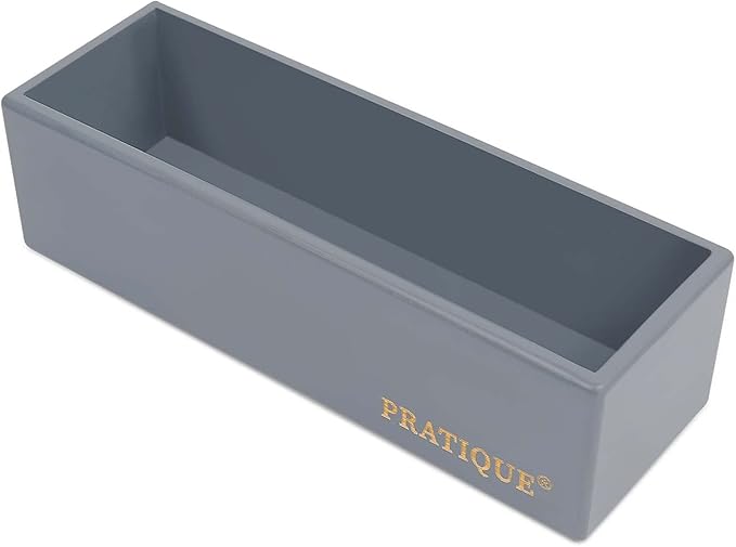 Bamboo Drawer Organizer - Kitchen Utensil Organizer Silverware Tray Cutlery Holderï¼Office Desk Supplies and Accessories,8.9 * 3 * 2.6,Grey