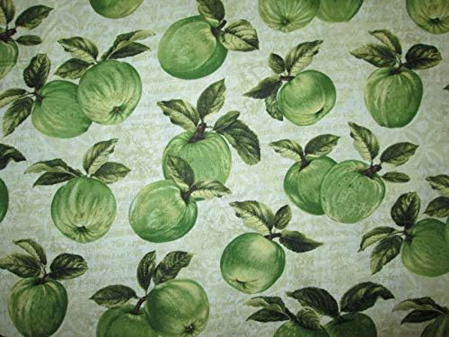 Quality Fabric Cotton Green Apples on a twig with Green Leaves Quilting Sizes: Fat Quarter (18'' x 22'')