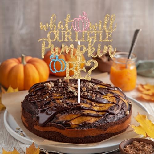 What Will Our Little Pumpkin Be Cake Topper, Pumpkin Baby Shower Cake Décor, Boy or Girl, Fall Autumn Gender Reveal Pregnancy Celebrate Party Decorations Supplies