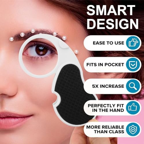 Rongon Pocket Magnifying Glass Lighted Jewelers Loupe Magnifier 5X Magnifying Loupe for Reading & Jewelry Inspection, Portable Folding Case for Hobby, Crafts, Low Vision (3 Pcs)