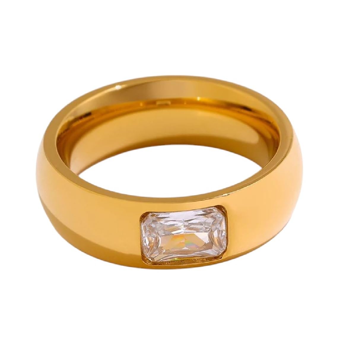 New 2026 Stainless Steel Wedding Ring Cubic Zirconia Jewelry 18K Plated Metal Gold Color ะะพะปััะพ Anniversary For Gift Fashion Luxury Accessories Creative